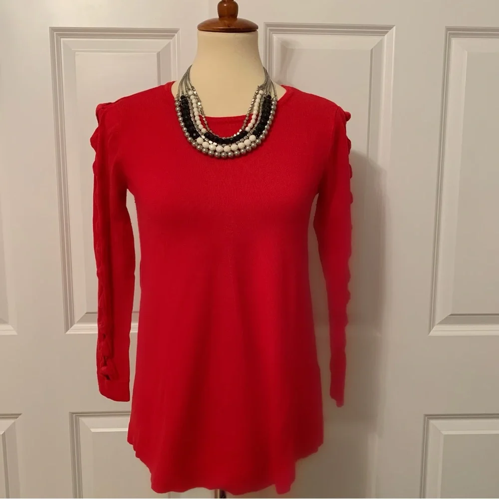 Red Open Sleeve Detail Sweater